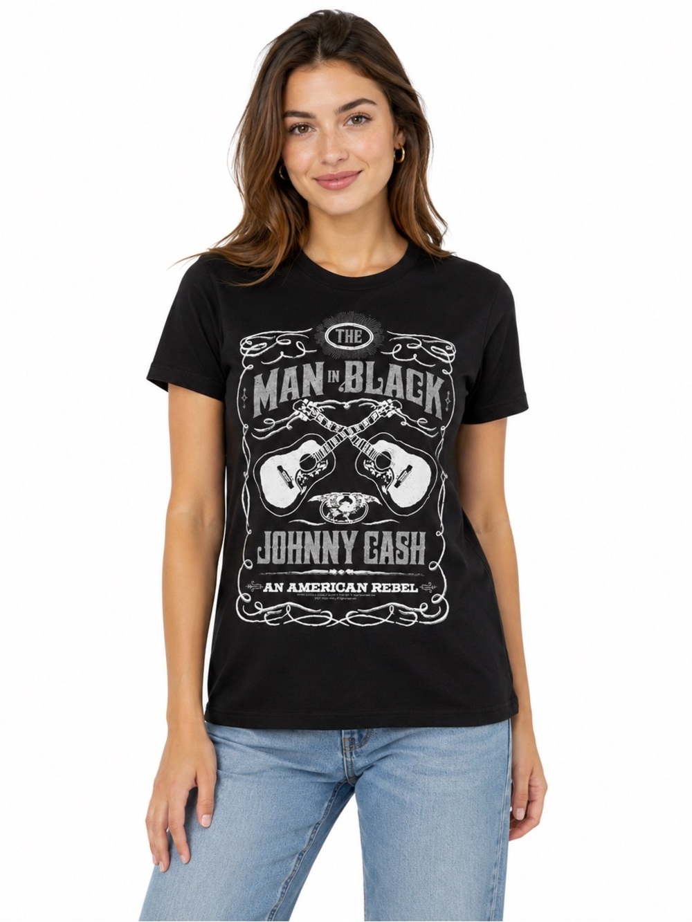 Johnny Cash Men In Black American Rebel Tee Shirt